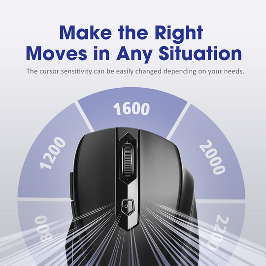 POLEYN Wireless Mouse for Laptop, Ergonomic Computer Mouse 2.4G with 5 Adjustable DPI Levels, 6 Buttons Cordless Mouse Wireless Mice USB Mouse for Laptop PC Notebook Windows Mac