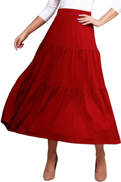 Doublju Womens High Waist Midi A-Line Skirt