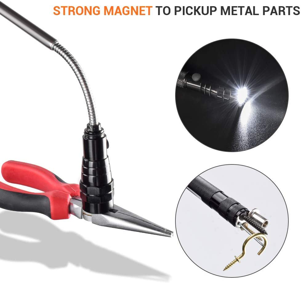 Gifts for Men Dad,Magnet Tool Telescoping Magnetic Pickup Light,22" Extending Magnet Stick Cool Tool Gadget for Men,Unique Birthday Gift for Men HIM,HER,Husband,Grandpa,Stuff for Hard to Reach Place