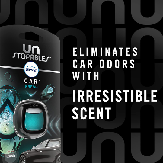 Febreze Unstopables Car Air Freshener, Odor Eliminator for Strong Odors, Vent Clip Fresh, .07 Fl Oz., 3 Count