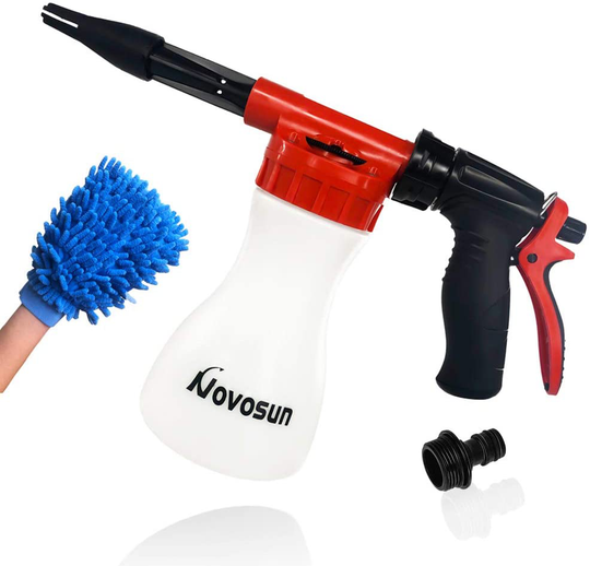 Car Wash Foam Gun, Adjustable Hose Wash Sprayer with Adjustment Ratio Dial Foam Blaster Fit - Foam Cannon Attaches to Any Garden Hose (with Wash Kit)