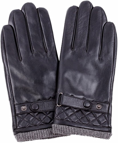 Bzybel Men's Winter Warm Genuine Nappa Leather Driving Mortorcycle Cold Weather Gloves