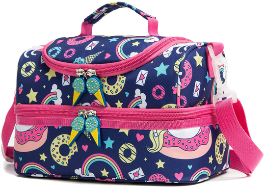 Insulated Lunch Bag Box Tote Pack for Girls Women Kids Work School Picnic Food Cooler Hot Water Ice Cute Blue Unicorn