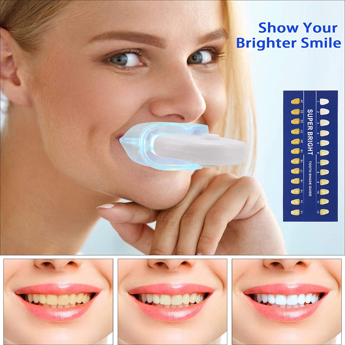 Agoal Teeth Whitening, Teeth Whitening Kit with LED Light, Non-Sensitive Teeth Whitener Pen with Tooth Whitening Gel and Soft Mouth Tray