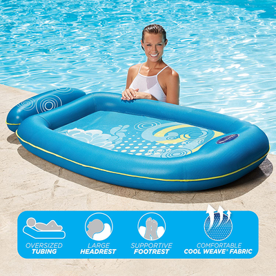 Aqua Comfort Luxury Water Lounge, X-Large, Inflatable Pool Float with Headrest & Footrest, Bubble Waves (AQL11310WA)