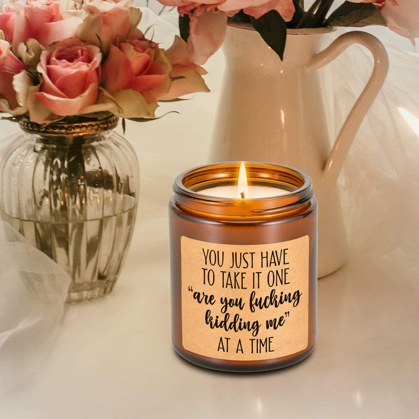 LEADO Lavender Scented Candles - Funny Gifts for Women, Men - Gifts for Her, Him - Best Friend, Friendship Gifts - Christmas, Relaxing, Birthday Gifts for Women, Men, Mom, Sister, Coworker - Fun Gifts