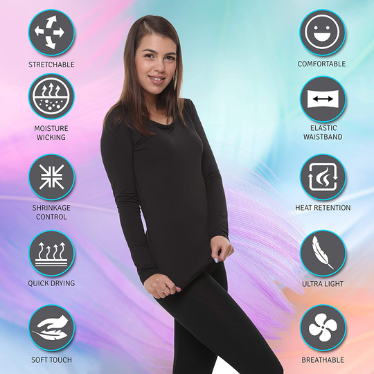 Women Thermal Underwear Top by Outland; Base Layer; Soft Lightweight Warm Fleece