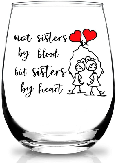 Sister Gifts from Sister, Big Sister, Little Sister Birthday Gift from Sister,Women,Mothers Day,Valentines Day,Christmas Gifts for Best Friend,BFF,Soul Sister,Women - 15 Ounce Wine Glass