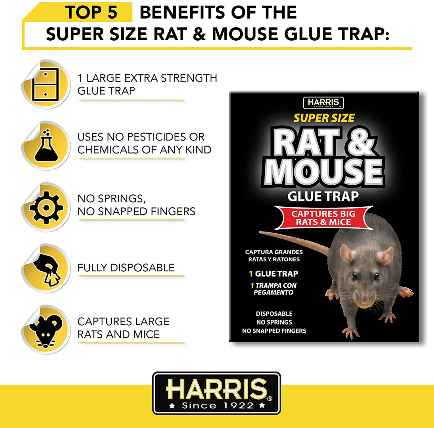 HARRIS Rat and Mouse Glue Trap, Super Size