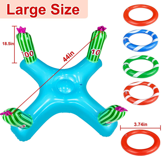 Inflatable Pool Toys Large Pool Cactus Ring Toss Games, Floating Swimming Pool Toy for Kids Teens Summer Beach Backyard Outdoor Water Play Family Party Pool Accessories(44 x44x 18.5 inch)