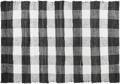 GLAMBURG Cotton Reversible Area Rug 3' x 5' Farmhouse Floor Mat, Handwoven Washable Carpet Checkered Plaid Rug for Front Porch Living Room Kitchen Bedroom - Blue White