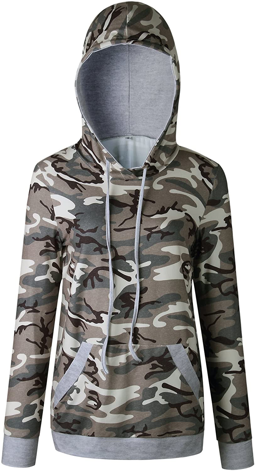 Barlver Women's Casual Hoodies Long Sleeve Sweatshirts Cowl Neck Drawstring Hooded Pullover Top with Pockets