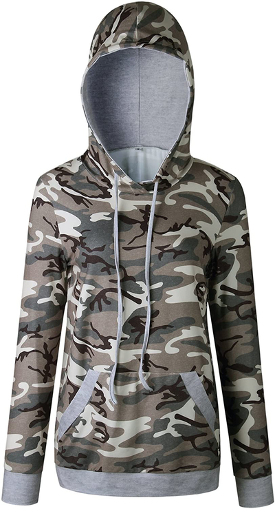 Barlver Women's Casual Hoodies Long Sleeve Sweatshirts Cowl Neck Drawstring Hooded Pullover Top with Pockets
