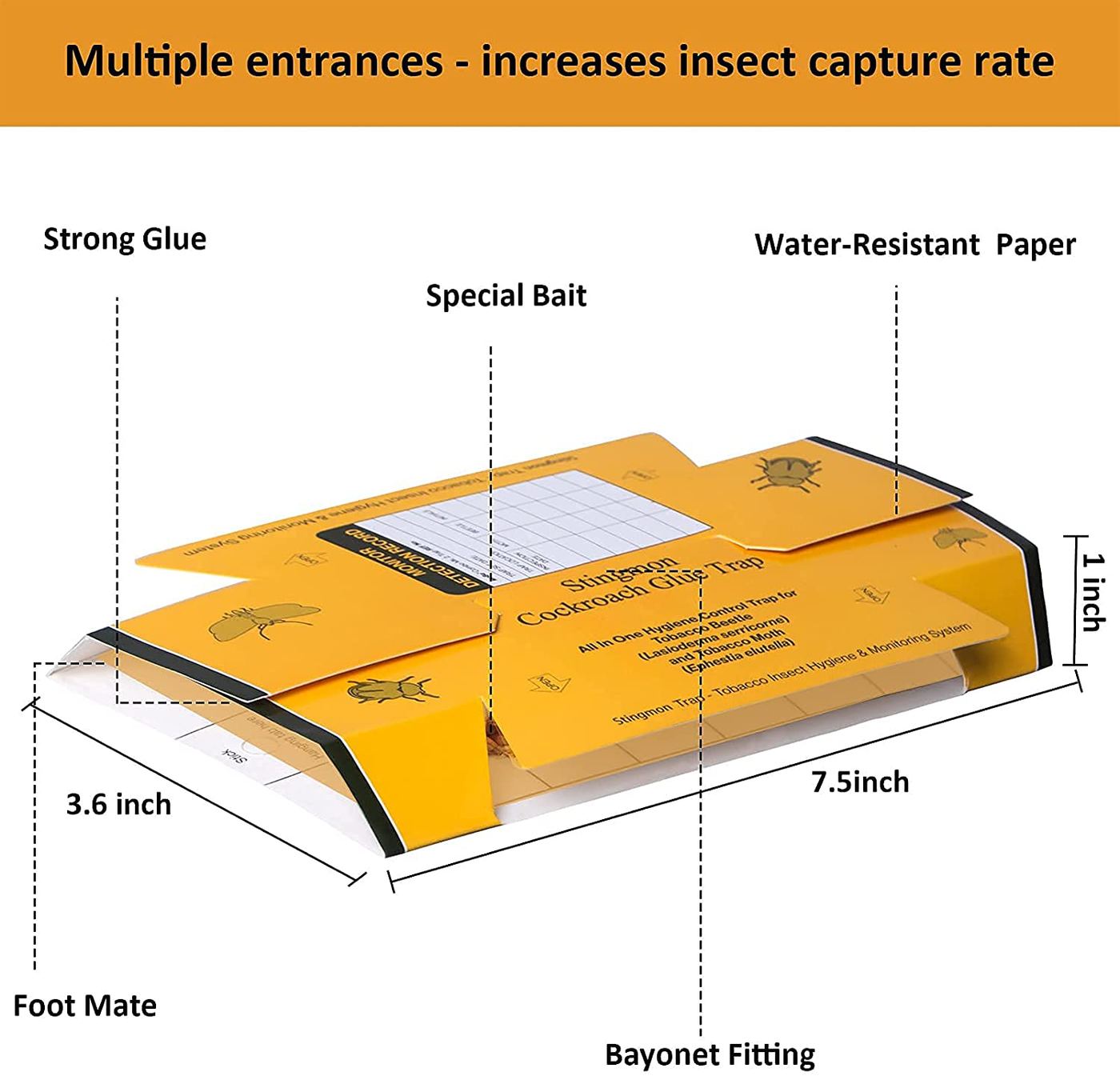 12 Pack Roach Traps Indoor Roach Killer, Cockroach Killer Indoor Home, Bug Insect Glue Trap for Crickets Roaches Spiders Beetles