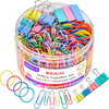 Paper Clips Binder Clips, Colored Office Clips Set - Assorted Sizes Paperclips Paper Clamps Rubber Bands for Office and School Supplies, Document Organizing