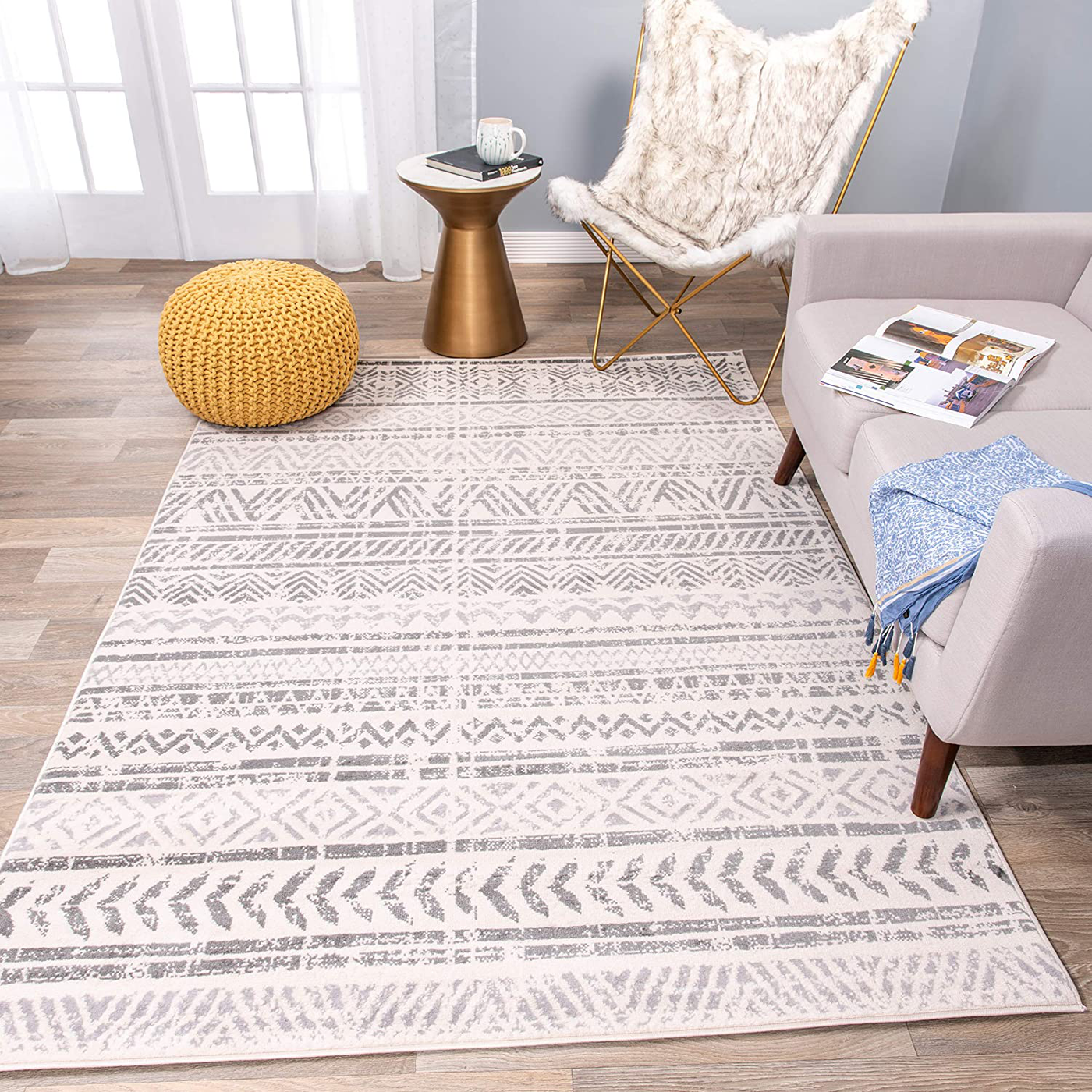 Rugshop Geometric Bohemian Design Runner Rug 2' x 10' Gray