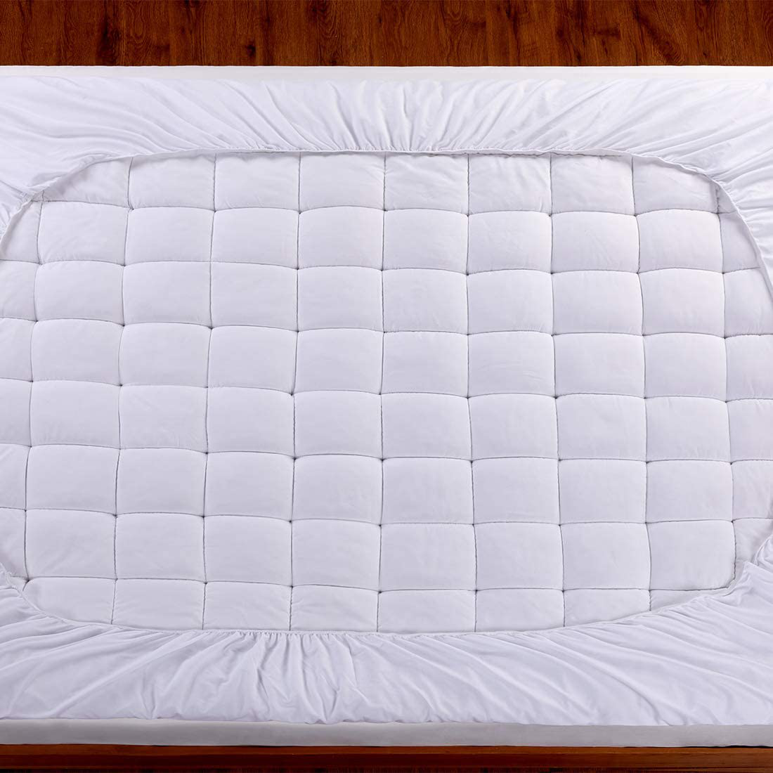 oaskys King Mattress Pad Cover Cooling Mattress Topper Pillow Top Cotton Top with Down Alternative Fill (8-21”Fitted Deep Pocket King Size)