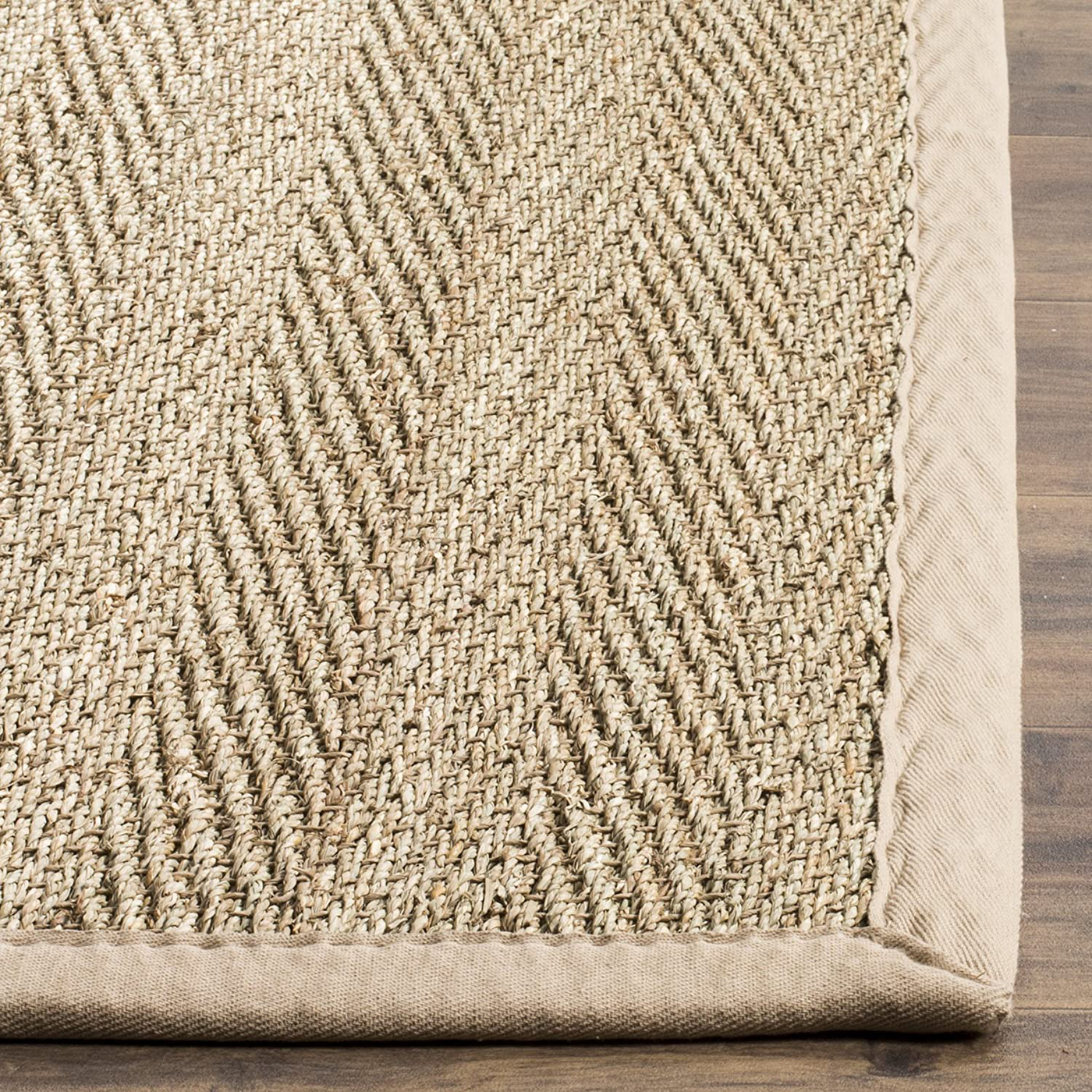 Safavieh Natural Fiber Collection NF115C Border Herringbone Seagrass Runner, 2'6" x 6' , Black