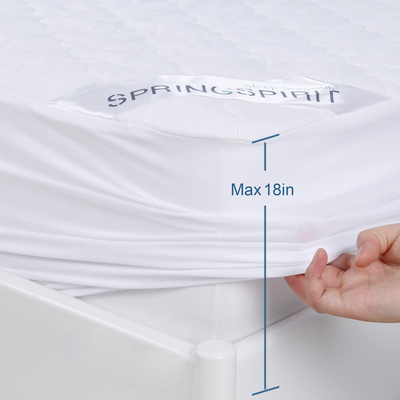 SPRINGSPIRIT King Size Waterproof Mattress Pad, Waterproof Mattress Pad Cover with Elastic Extra Long Skirt up to 18"- Ultra Soft Breathable Mattress Protector