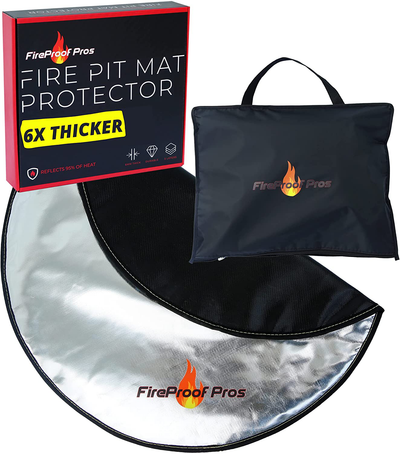 Fireproof Pros 36" Fire Pit Mat for Deck, Patio, Grass and Concrete. Heat Resistant Fireproof Mat / Ember Mat. Triple Layer Fire Pit Protective Pad, Thick Firepit Protector, BBQ Mat for Large Fire Pit