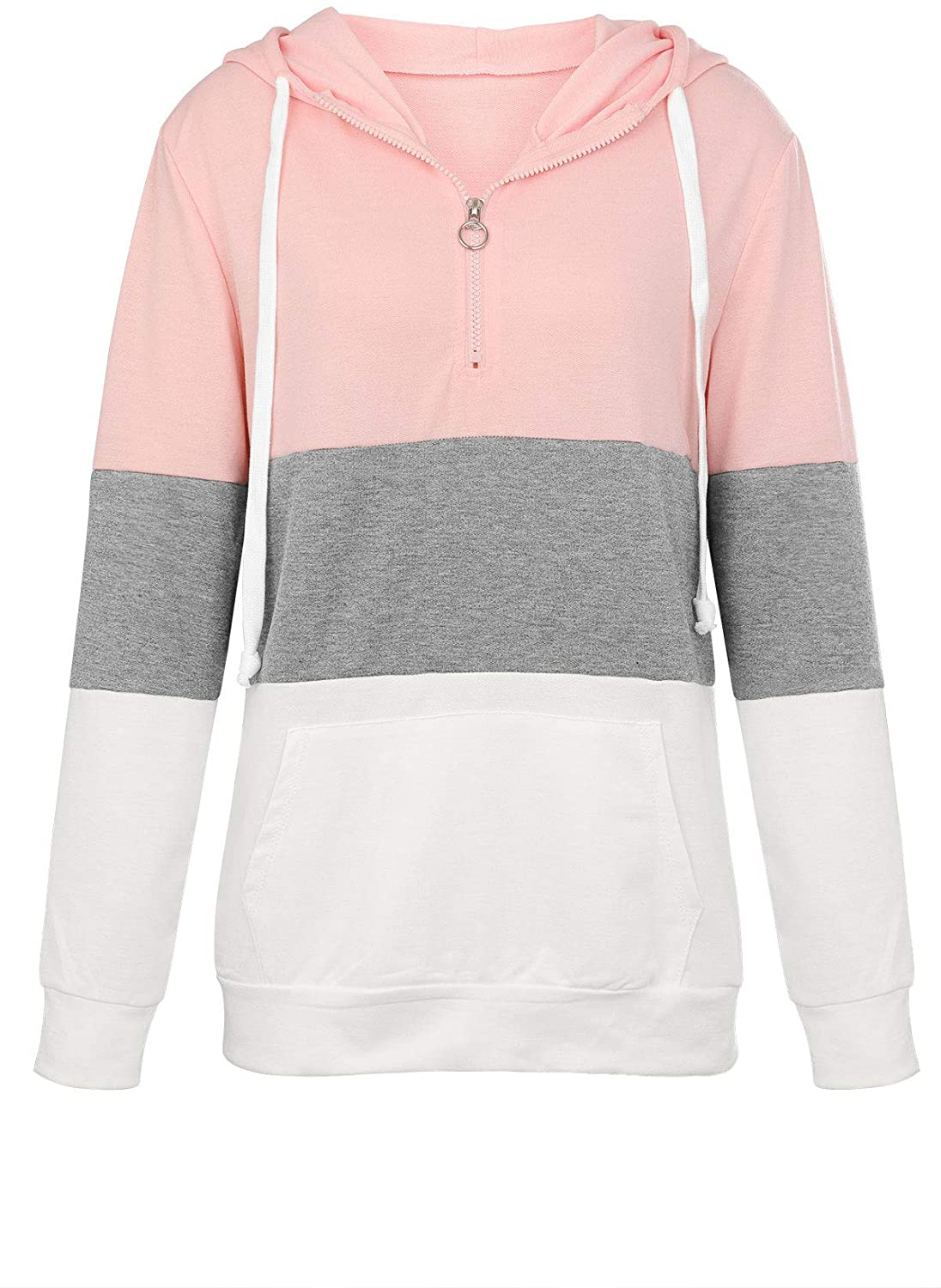 JomeDesign Hoodies for Women Pullover Long Sleeve Color Block 1/4 Zip Casual Sweatshirts with Pockets