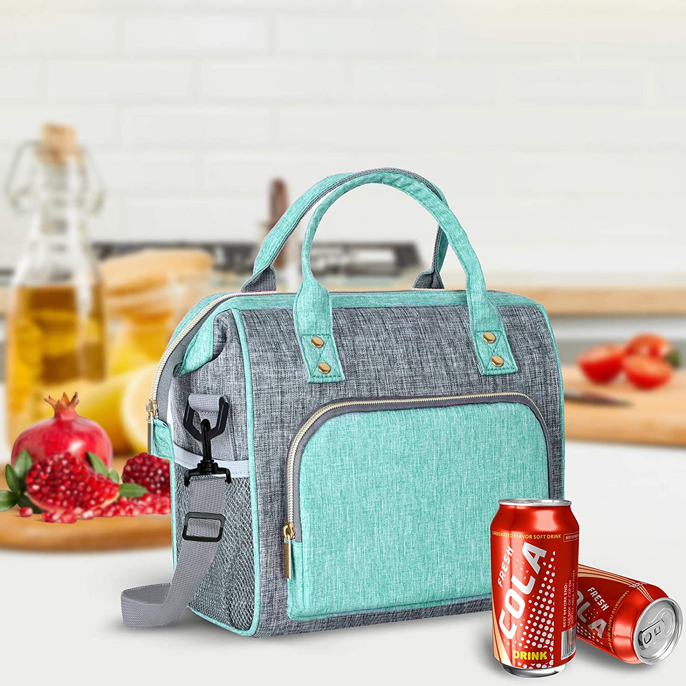 Lunch Bags for Women, Insulated Lunch Bag Reusable Lunch Bag Leakproof Large Lunch Bag with Adjustable Shoulder Strap, Multi-Pocket Lunch Bag for Work, Office, Picnic, Outdoor