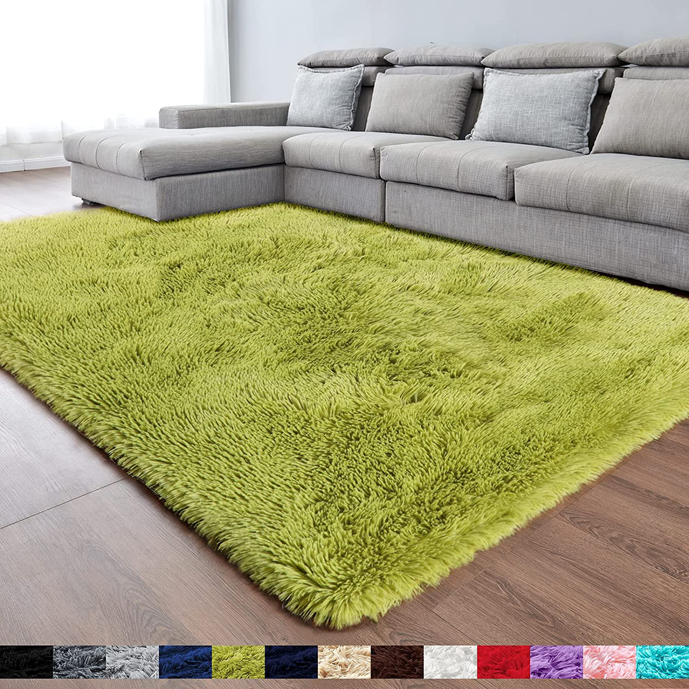 Green Soft Area Rug for Bedroom,3x5,Fluffy Rugs,Shag Rugs for Living Room,Furry Rugs for Boys Kids Room,Shaggy Rug for Nursery Dorm Room,Non-Slip Rug,Green Carpet,Home Decor,Bedside Rug