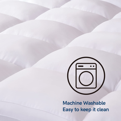 ELEMUSE Twin White Cooling Mattress Topper for Back Pain, Extra Thick Mattress pad Cover, Plush Soft Pillowtop with Elastic Deep Pocket, Overfilled Down Alternative Filling