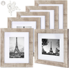 upsimples 4x6 Picture Frame Distressed White with Real Glass,Display Pictures 3.5x5 with Mat or 4x6 Without Mat,Multi Photo Frames Collage for Wall or Tabletop Display,Set of 6