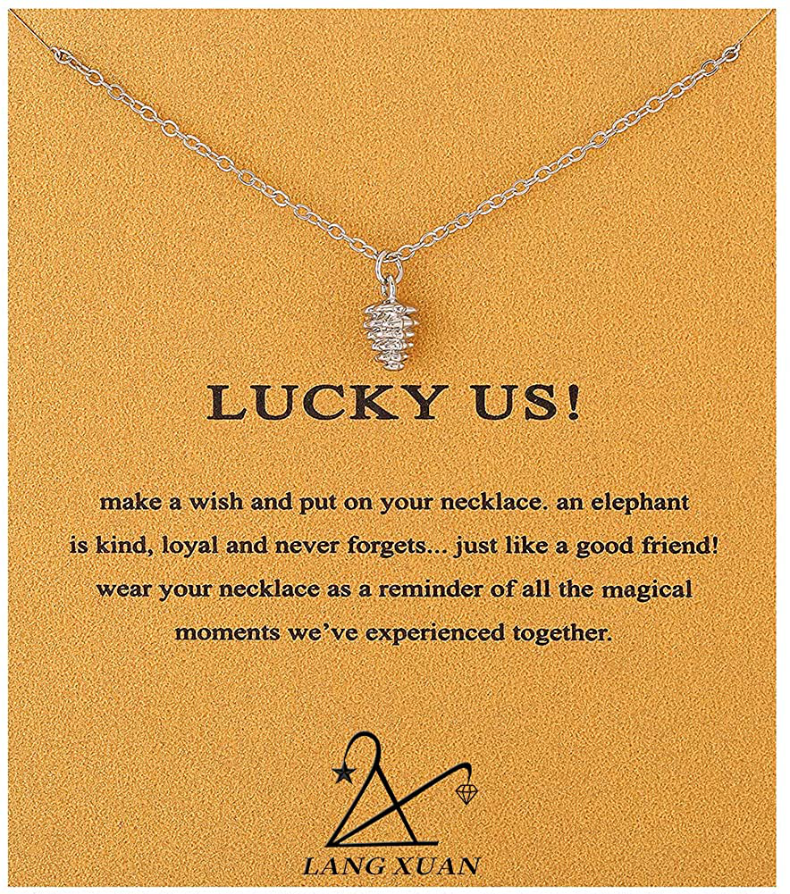 LANG XUAN Friendship Compass Necklace Good Luck Butterfly Pendant Chain Necklace with Message Card Gift Card for Women Girl