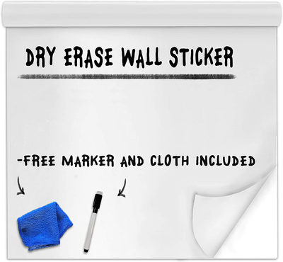 Gomu - Dry Erase Board Whiteboard Wall Mural Sticker Decal Adhesive Roll Decor for Home, Office, School, Nursery - 1 FT x 4 FT Sheet - Color White