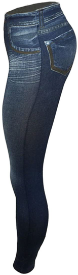 CLOYA Women's Denim Print Fake Jeans Seamless Fleece Lined Leggings, Full Length