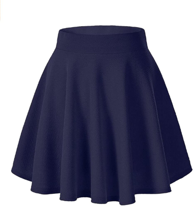 Afibi Casual Mini Stretch Waist Flared Plain Pleated Skater Skirt