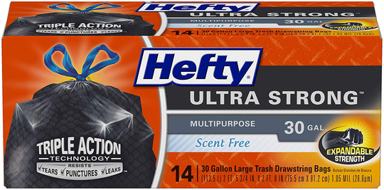 Hefty Ultra Strong Multipurpose Large Trash Bags, Black
