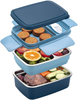Freshmage Stainless Steel Bento Box for Adults & Kids, Leakproof Stackable Large Capacity Dishwasher Safe Lunch Container with Divided Compartments, Blue
