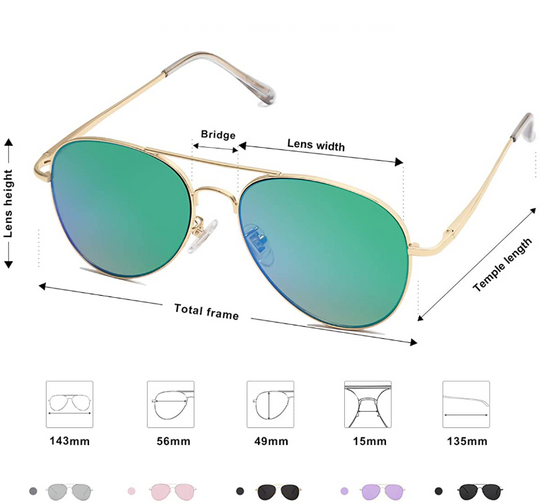 Classic Vintage Metal Frame UV400 Aviator Sunglasses 