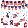 Red White & Blue Decorations - Decor Hanging Swirls American Flag Pennant