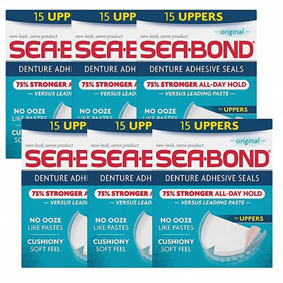 Sea Bond Secure Denture Adhesive Seals Original Uppers, Zinc Free, All Day Hold, Mess Free,15 Count
