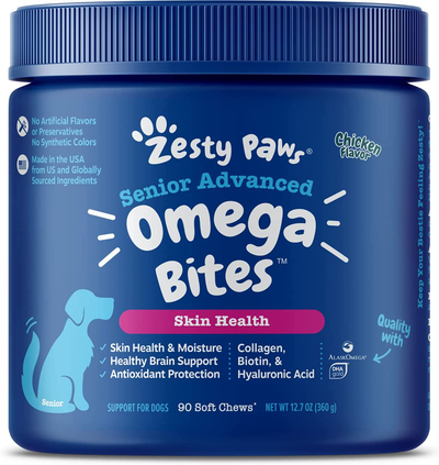 Omega 3 Alaskan Fish Oil Chew Treats for Dogs, with AlaskOmega for EPA & DHA Fatty Acids - Itch Free Skin - Hip & Joint Support + Heart & Brain Health