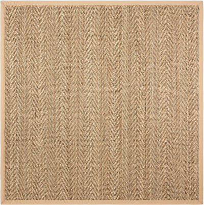 Safavieh Natural Fiber Collection NF115A Border Herringbone Seagrass Area Rug, 8' x 8' Square, Beige