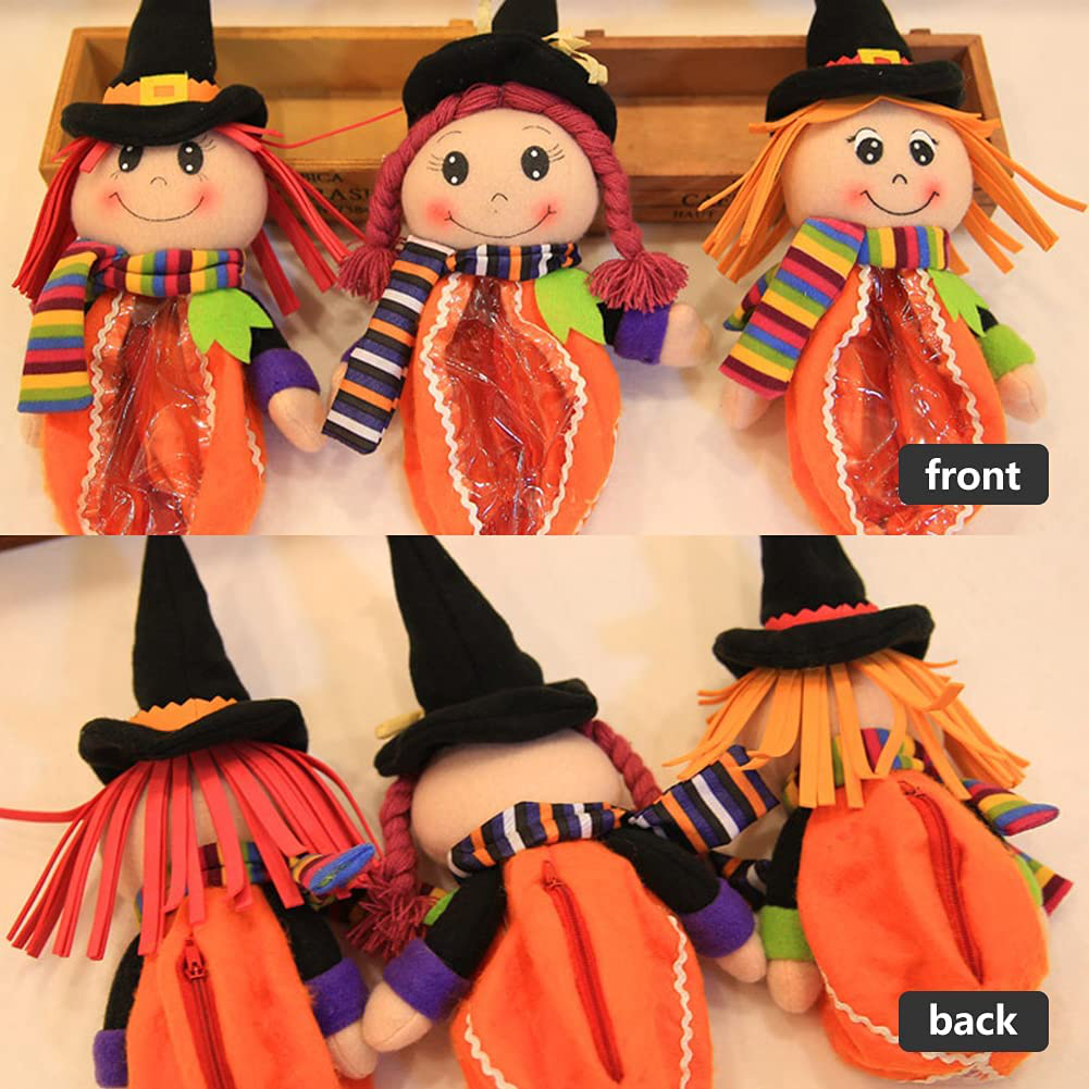 Candy Bag, Portable Home Cute Halloween Decor Candy Bag Witch Shape for Kids Storing Candies, Snacks, Candies, Toys (Braids)