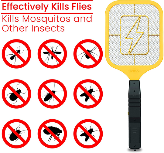 Ostad Bug Zapper Electric Fly Swatter Racket - Powerful Handheld Indoor Outdoor Pest Control Bug Zapper Killer - Fly Mosquito Zapper, Bee, Wasp, Flying Insect Killer 4000 Volt - AA Batteries Included