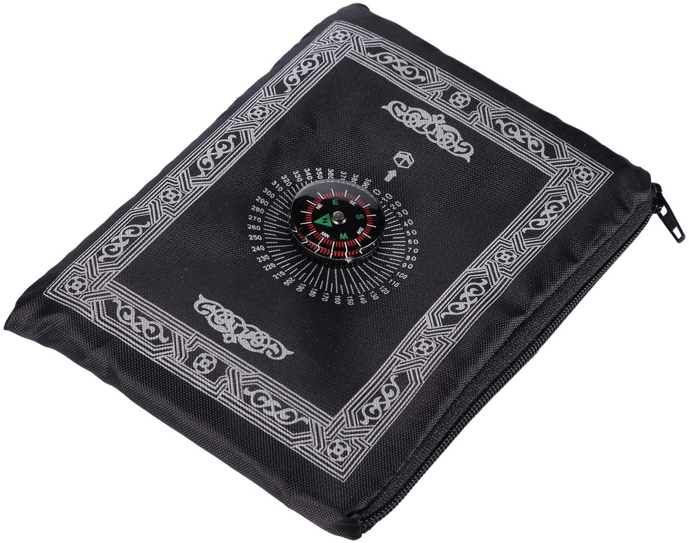 Travel Prayer Rug with Compass,Hitopin Pocket Size Praying Mat Portable Compass Qibla Finder with Booklet Waterproof Portable Black Color Best Islamic Gift for Muslim