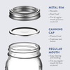 Regular-Mouth Glass Mason Jars, 16-Ounce (6-Pack) Glass Canning Jars with Silver Metal Airtight Lids and Bands with Measurement Marks, for Canning, Preserving, Meal Prep, Overnight Oats, Jam, Jelly,