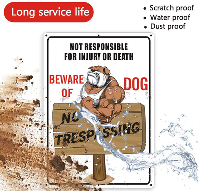 Beware of Dog Sign No Trespassing Signs for Fence Yard, Funny Dog Warning Sign