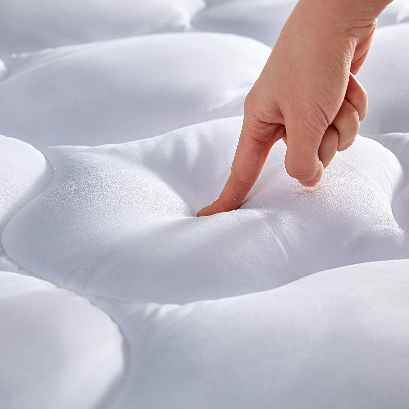SLEEP ZONE Quilted Mattress Pad Cover - Extra Thick Soft Fluffy Bedding Topper Pillow Top Upto 21 inch Deep Pocket, White, Full