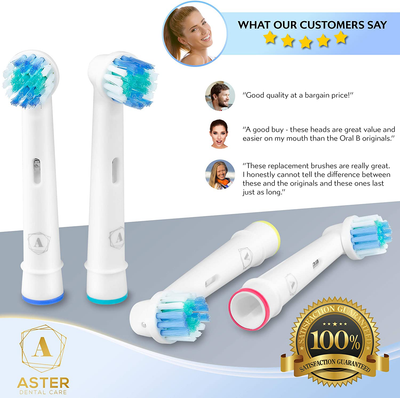 Aster Electric Toothbrush Replacement Heads 16 Pack Compatible Oral B Braun Replacement Brush Heads