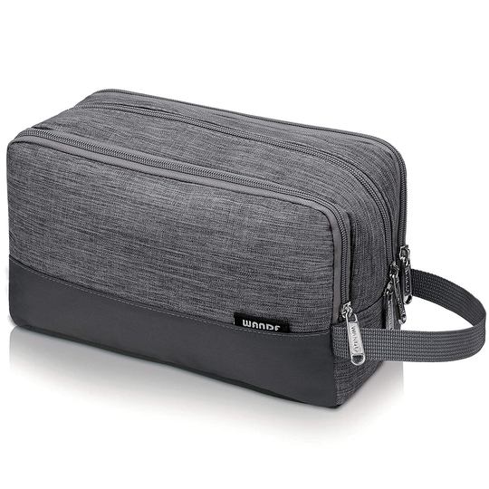 Toiletry Bag Small Nylon Dopp Kit Lightweight Shaving Bag for Men and Women (Denim Grey)
