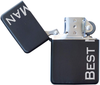 Engraved Matte Black Lighter with Gift Tin - Windproof, Flip-Top, Refillable (Best Man)