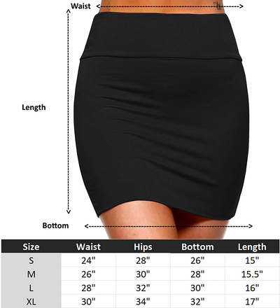 Fashionazzle Women's Casual Rayon Stretchy Bodycon Pencil Mini Skirt